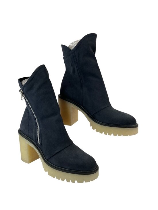 Free People Shoes - Free People Boots Womens Sz 37.5 Navy Jack Zip Suede Leather Chunk Sole New $198